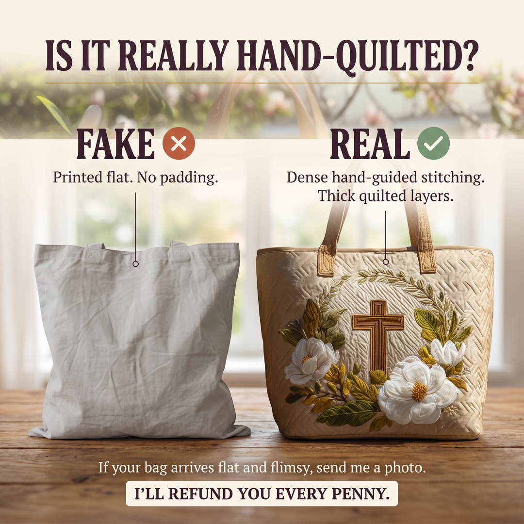 Artisanal Bag - Sacred Cross — hand-quilted authenticity check