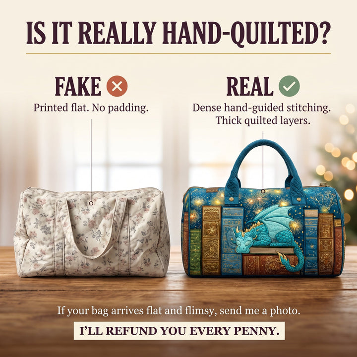 Dragon Tome Quilted Duffle Bag — hand-quilted authenticity check
