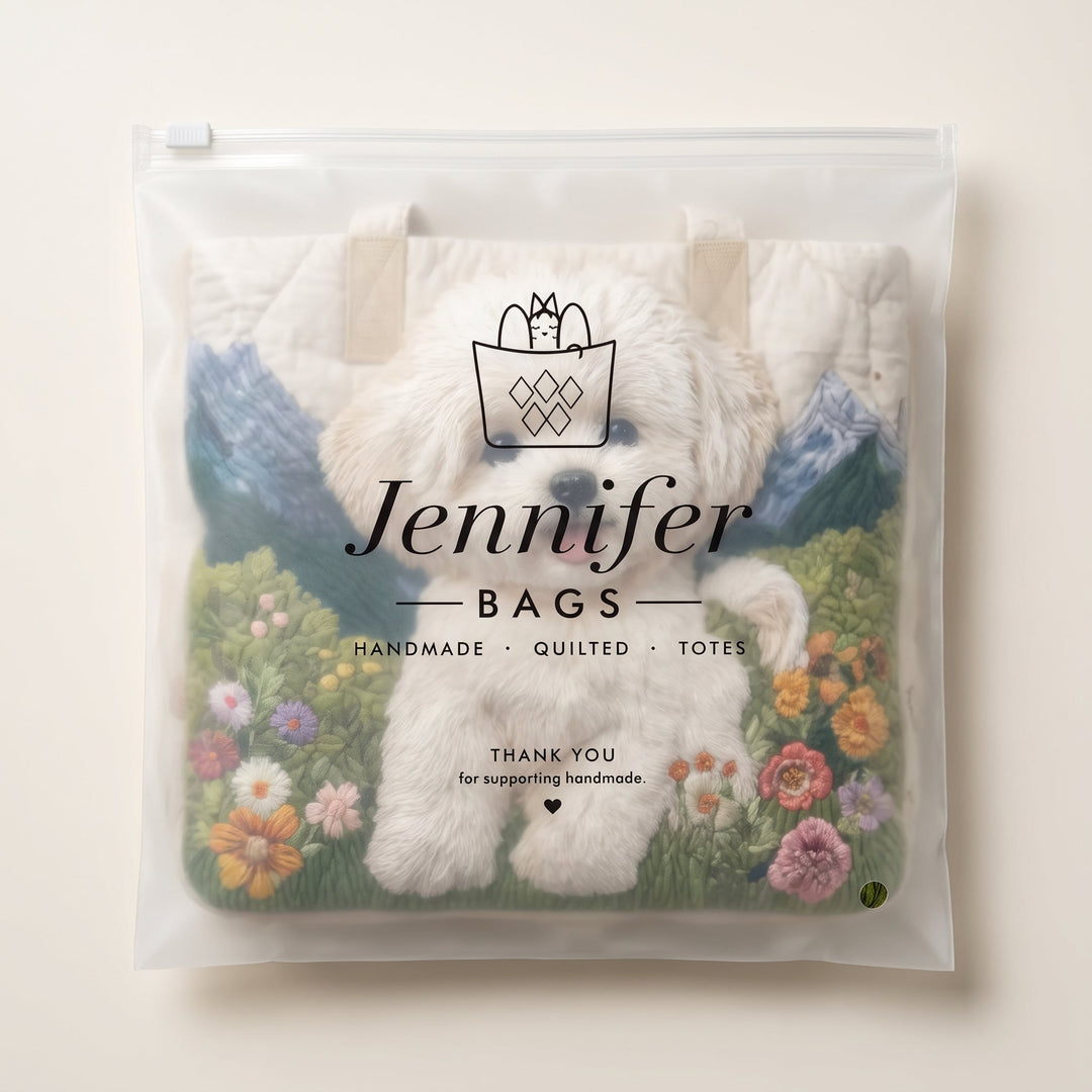 Artisan Quilted Bag - Enchanted Dog — packaged in its branded Jennifer Bags pouch