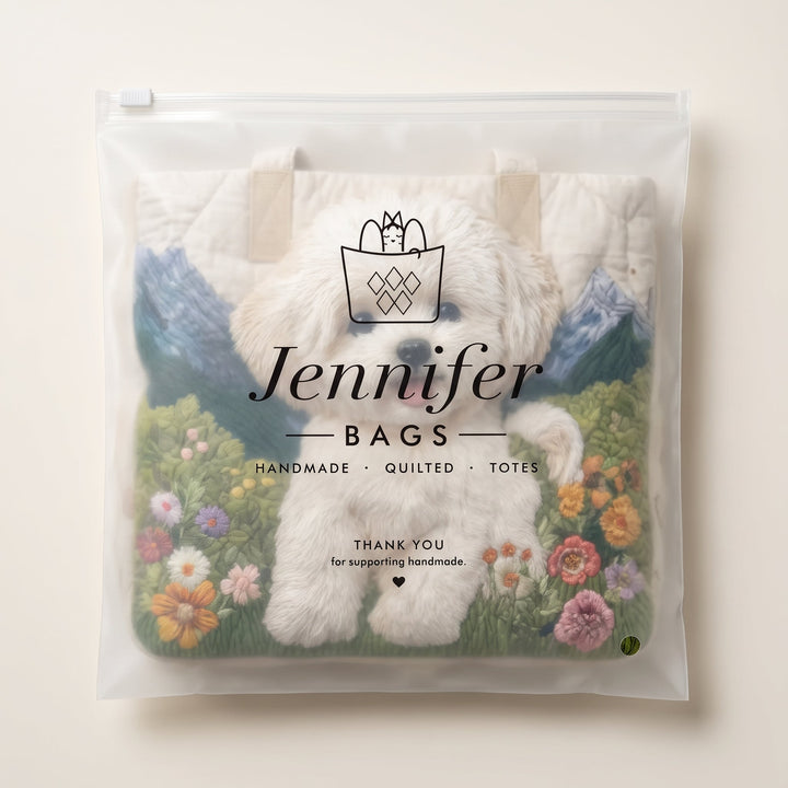 Artisan Quilted Bag - Enchanted Dog — packaged in its branded Jennifer Bags pouch
