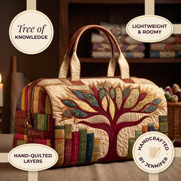Tree of Knowledge Quilted Duffle Bag — details