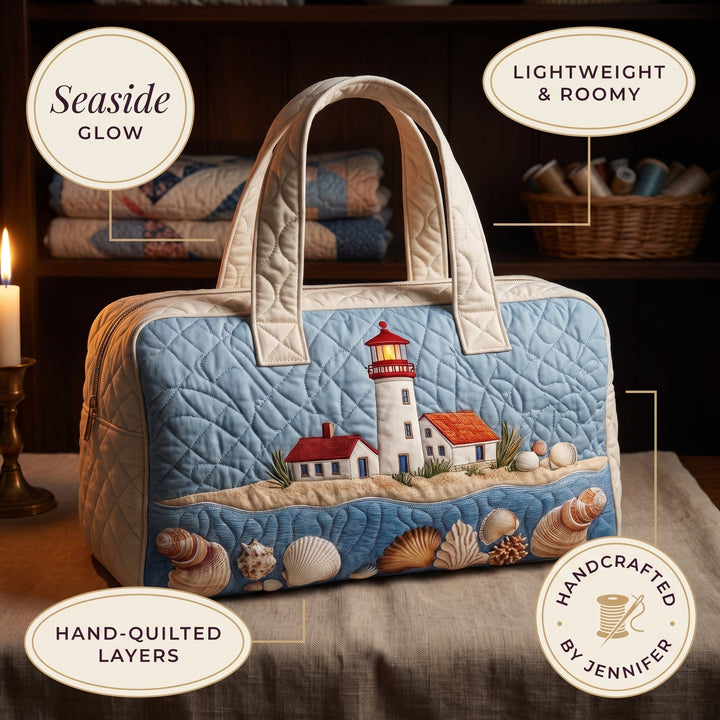 Seaside Glow Quilted Duffle Bag — details