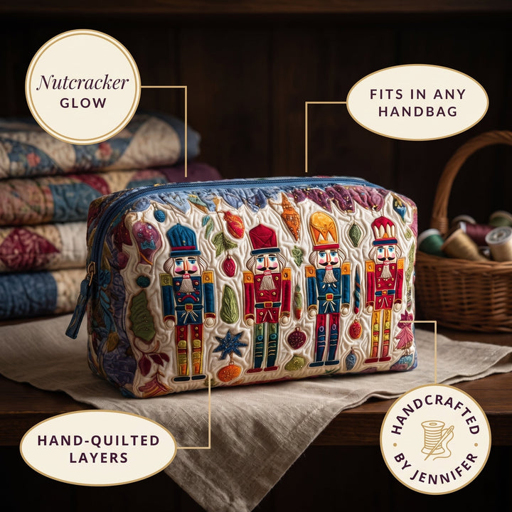 Nutcracker Glow Quilted Makeup Bag — details