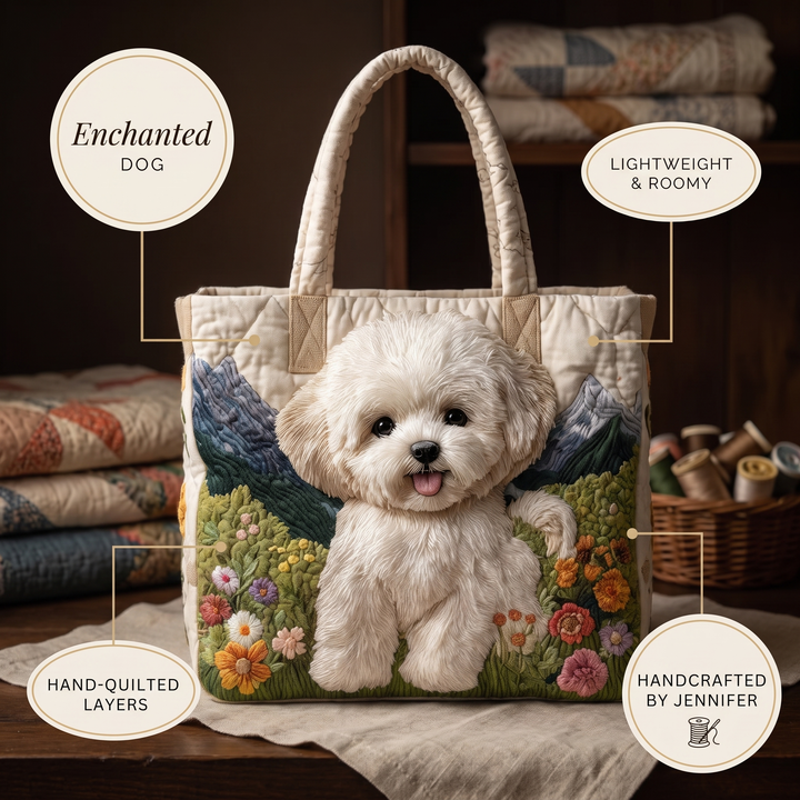 Artisan Quilted Bag - Enchanted Dog — details
