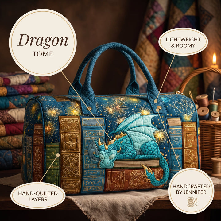 Dragon Tome Quilted Duffle Bag — details