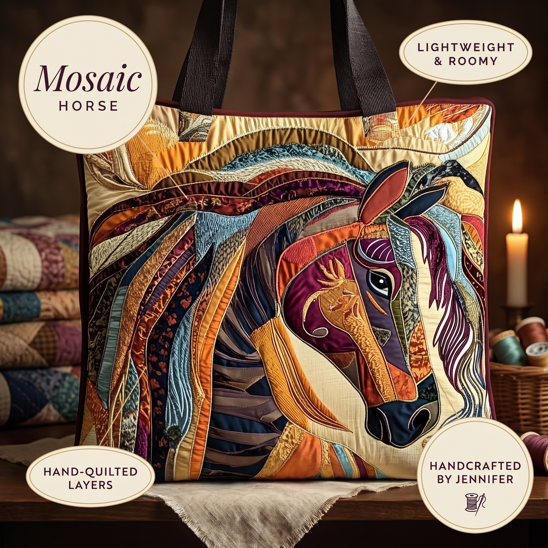 Artisanal Bag - Multicolored Mosaic Horse — details