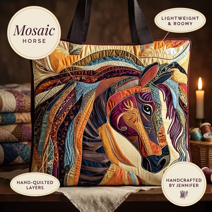 Artisanal Bag - Multicolored Mosaic Horse — details