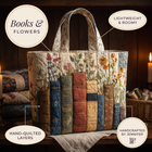Artisan Quilted Bag - Books and Flowers 7