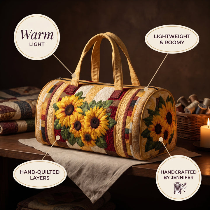 Warm Light Quilted Duffle Bag — details