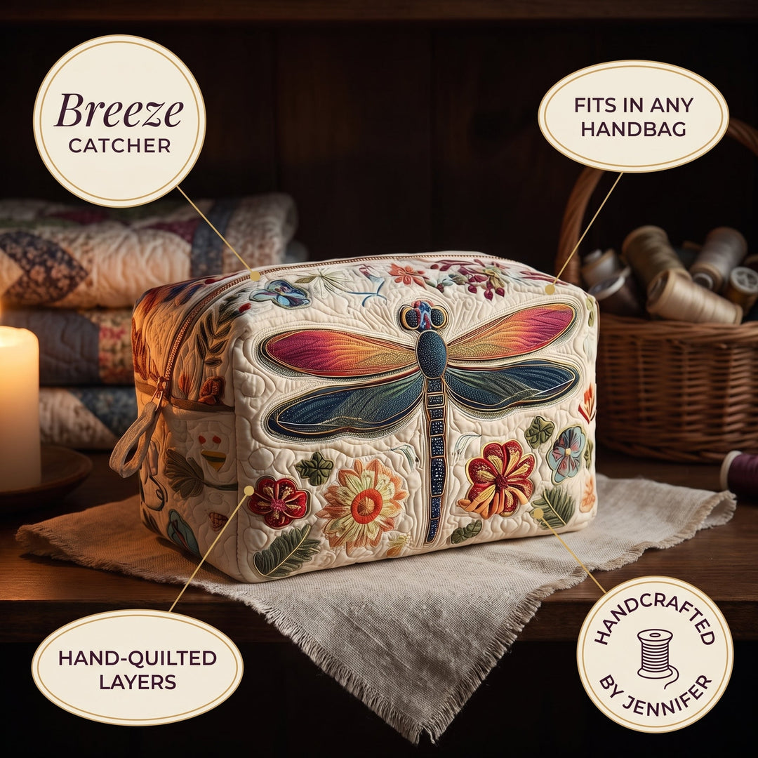 Breeze Catcher Quilted Makeup Bag — details
