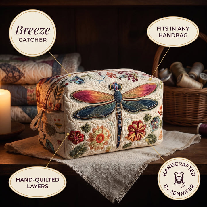 Breeze Catcher Quilted Makeup Bag — details