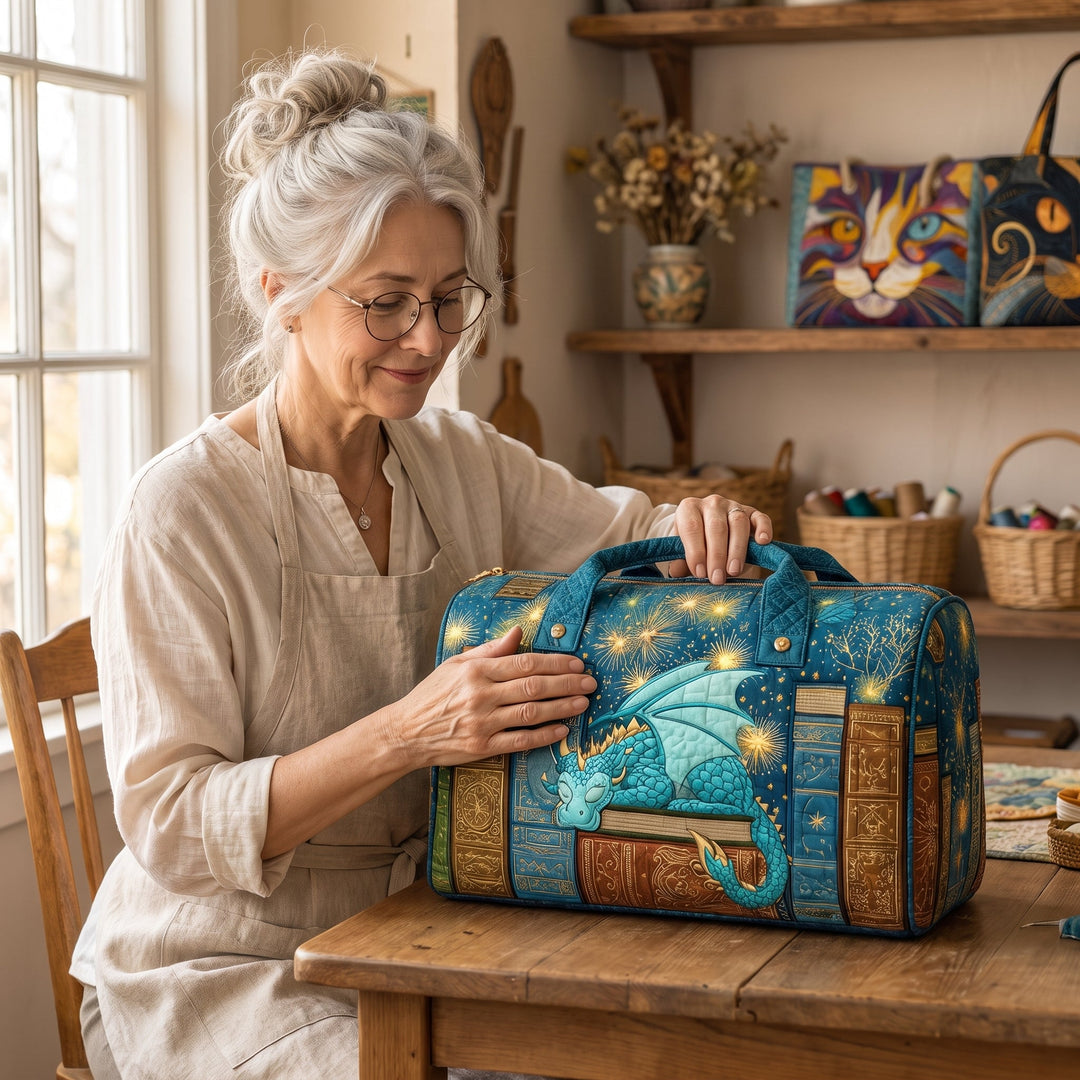 Dragon Tome Quilted Duffle Bag — handcrafted by Jennifer