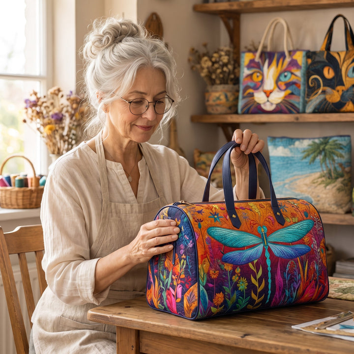 Flit and Fly Quilted Duffle Bag — handcrafted by Jennifer
