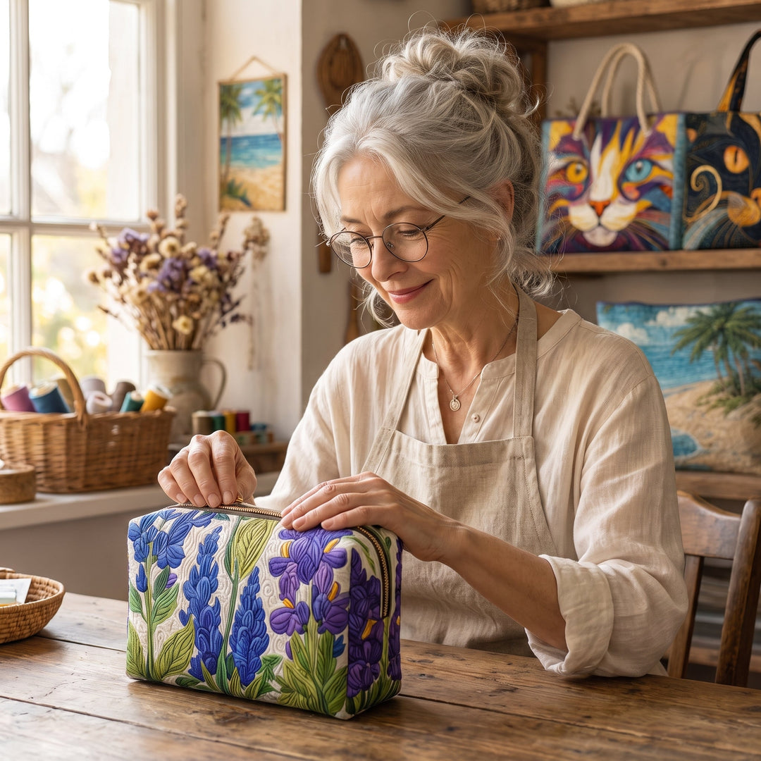 Bloom of Light Quilted Makeup Bag — handcrafted by Jennifer