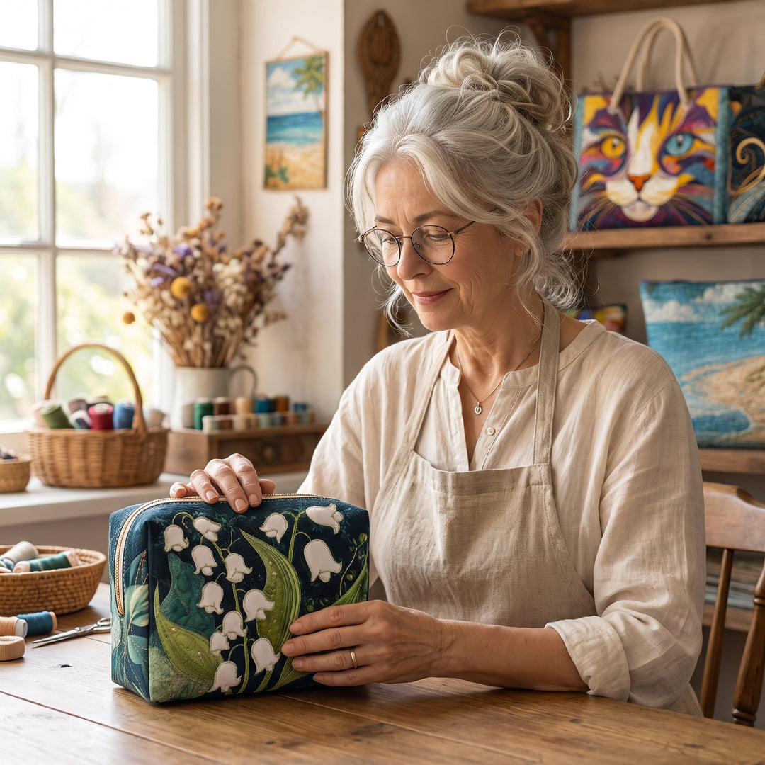 Lily Grace Quilted Makeup Bag — handcrafted by Jennifer