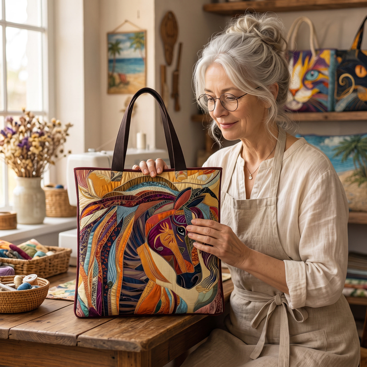 Artisanal Bag - Multicolored Mosaic Horse — handcrafted by Jennifer