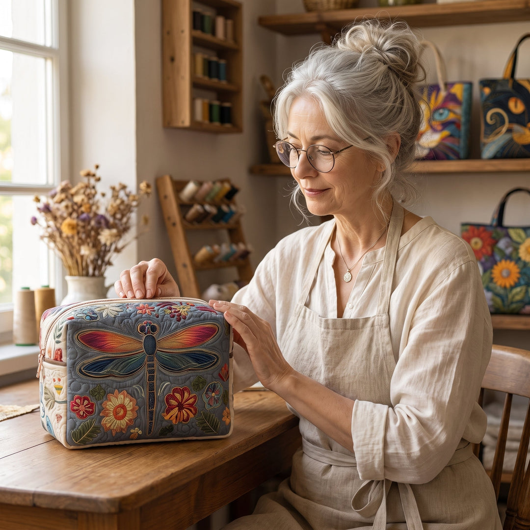 Breeze Catcher Quilted Makeup Bag — handcrafted by Jennifer