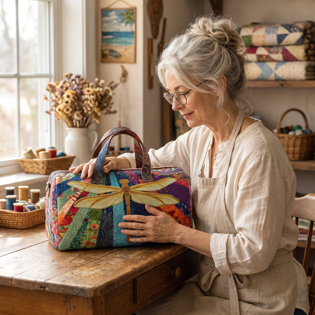 Airborne Bloom Quilted Duffle Bag — handcrafted by Jennifer