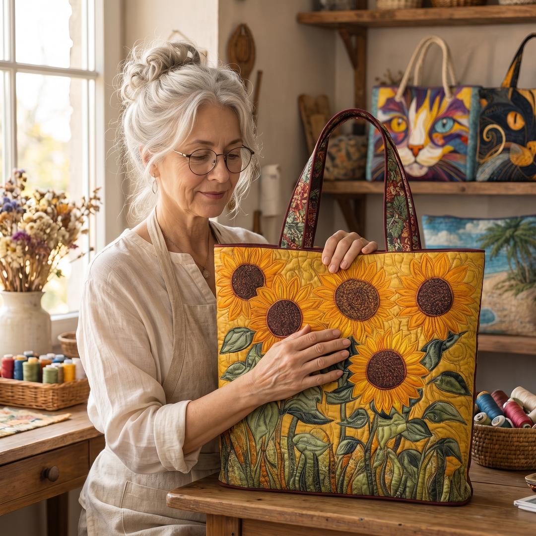 Classic Quilted Bag - Sunflowers — handcrafted by Jennifer