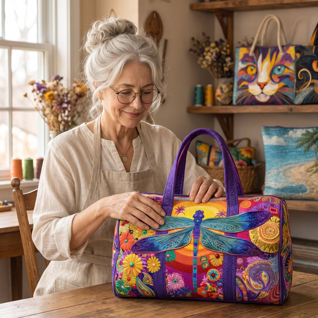 Silken Skies Quilted Duffle Bag — handcrafted by Jennifer
