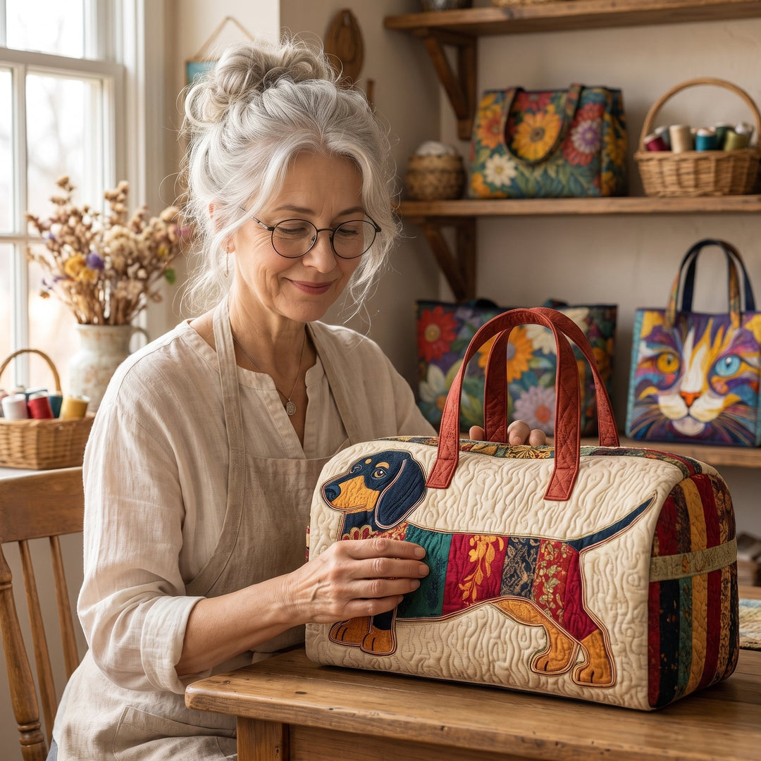 Patch Pup Quilted Duffle Bag — handcrafted by Jennifer