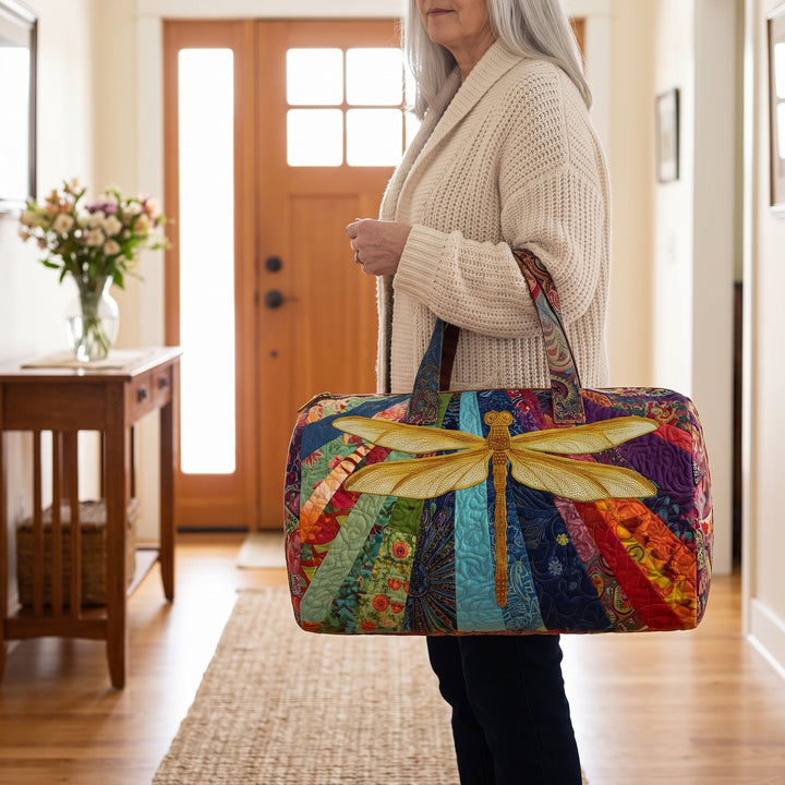 Airborne Bloom Quilted Duffle Bag — in use