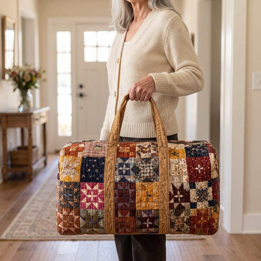 Whispering Garden Quilted Duffle Bag — in use