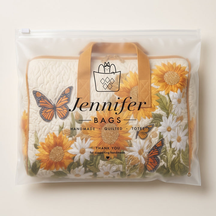 Bright Fields Quilted Duffle Bag — packaged in its Jennifer Bags pouch