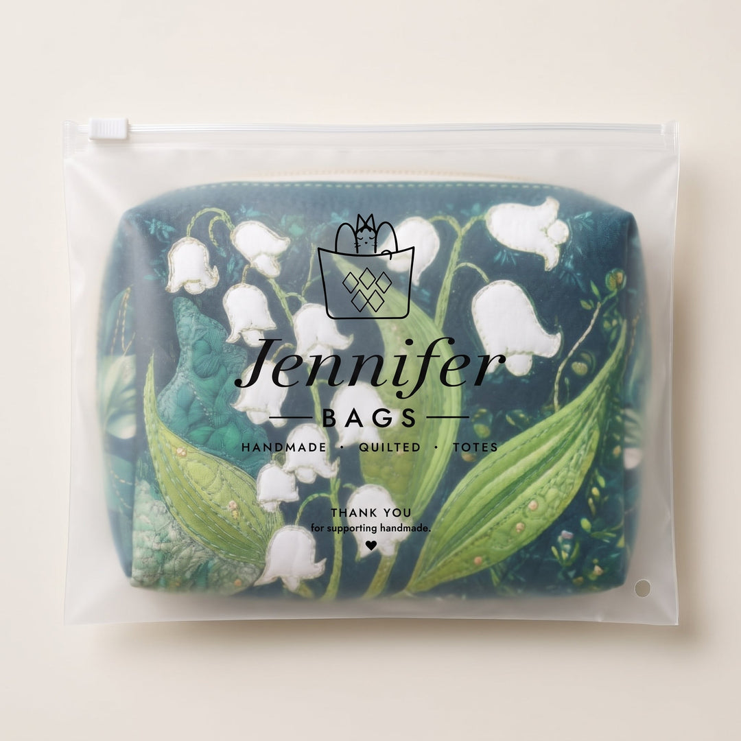 Lily Grace Quilted Makeup Bag — packaged in its Jennifer Bags pouch