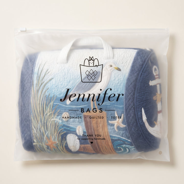Coastal Gull Quilted Duffle Bag — packaged in its Jennifer Bags pouch