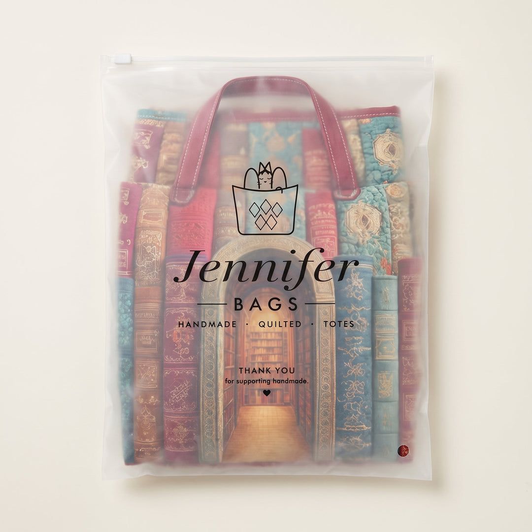 Hidden Library Quilted Duffle Bag — packaged in its Jennifer Bags pouch