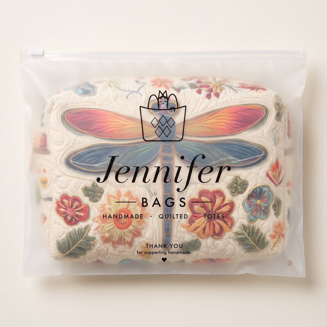 Breeze Catcher Quilted Makeup Bag — packaged in its Jennifer Bags pouch