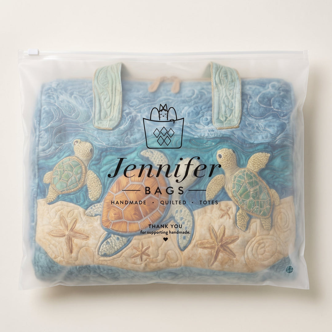 Turtly Cute Quilted Duffle Bag — packaged in its Jennifer Bags pouch