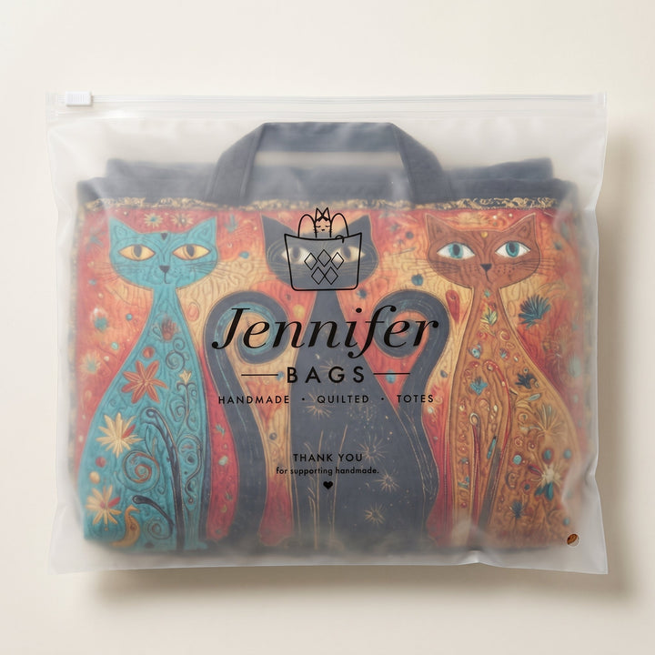Enchanted Cats Trio Quilted Duffle Bag — packaged in its Jennifer Bags pouch